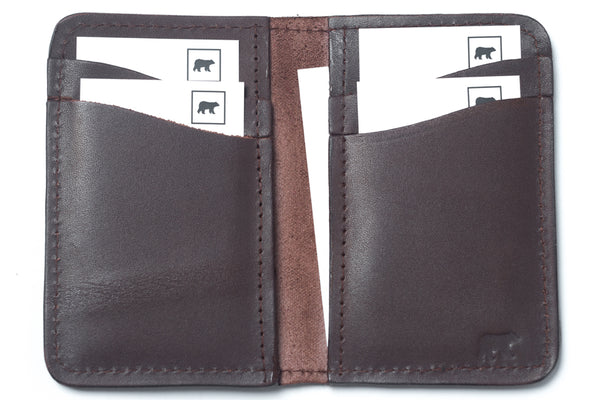 Vertical Leather Wallet NO22 - Dark Brown