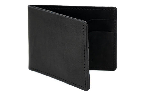 Billfold Leather Wallet NO77 - Black