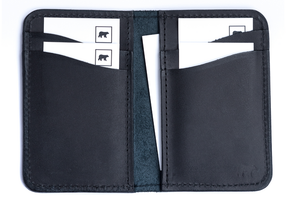 Vertical Leather Wallet NO22 - Black