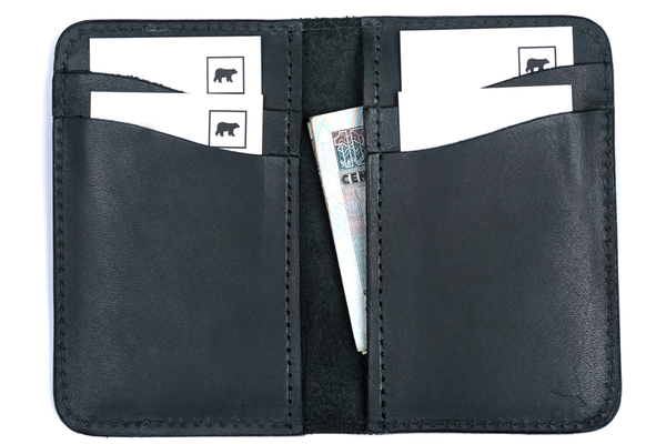 Vertical Leather Wallet NO22 - Dark Olive